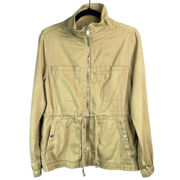 OLD NAVY Classic Field Jacket Shore Enough Tan Utility Zip Drawstring Waist M - Picture 2 of 12